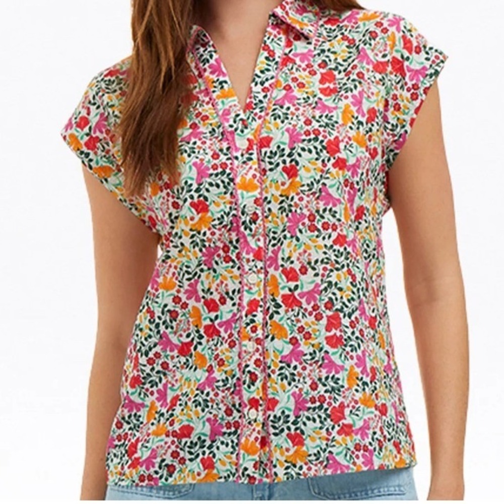 Draper James Sadie Top Women's XL Floral 100% Cotton‎ Cottagecore Country Fairy